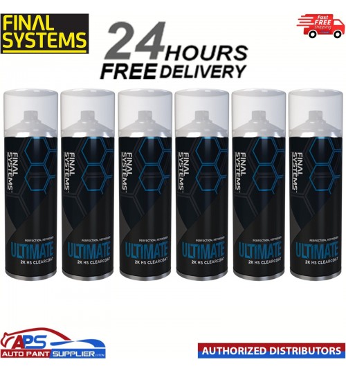 6 x FINAL SYSTEMS ULTIMATE 2K HS CLEARCOAT AEROSOL - 400ml